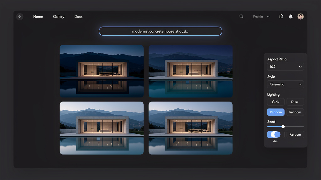 Modernist concrete house pool reflecting blue mountain dusk
