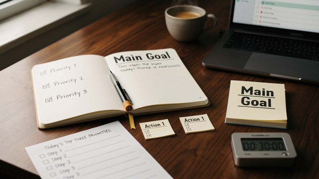 Break a vague goal into the next three concrete actions