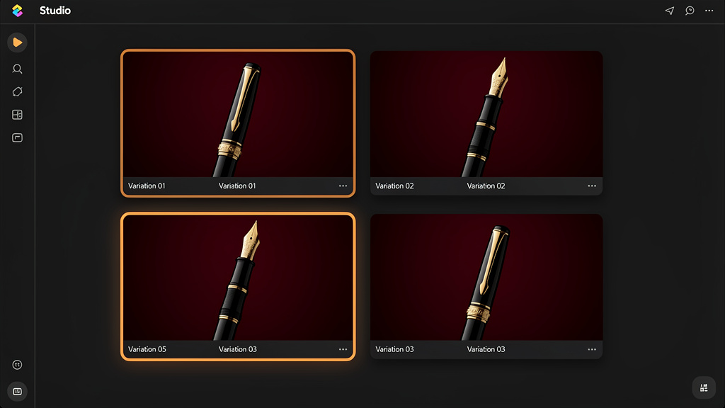Luxury fountain pen mid-air against deep oxblood backdrop
