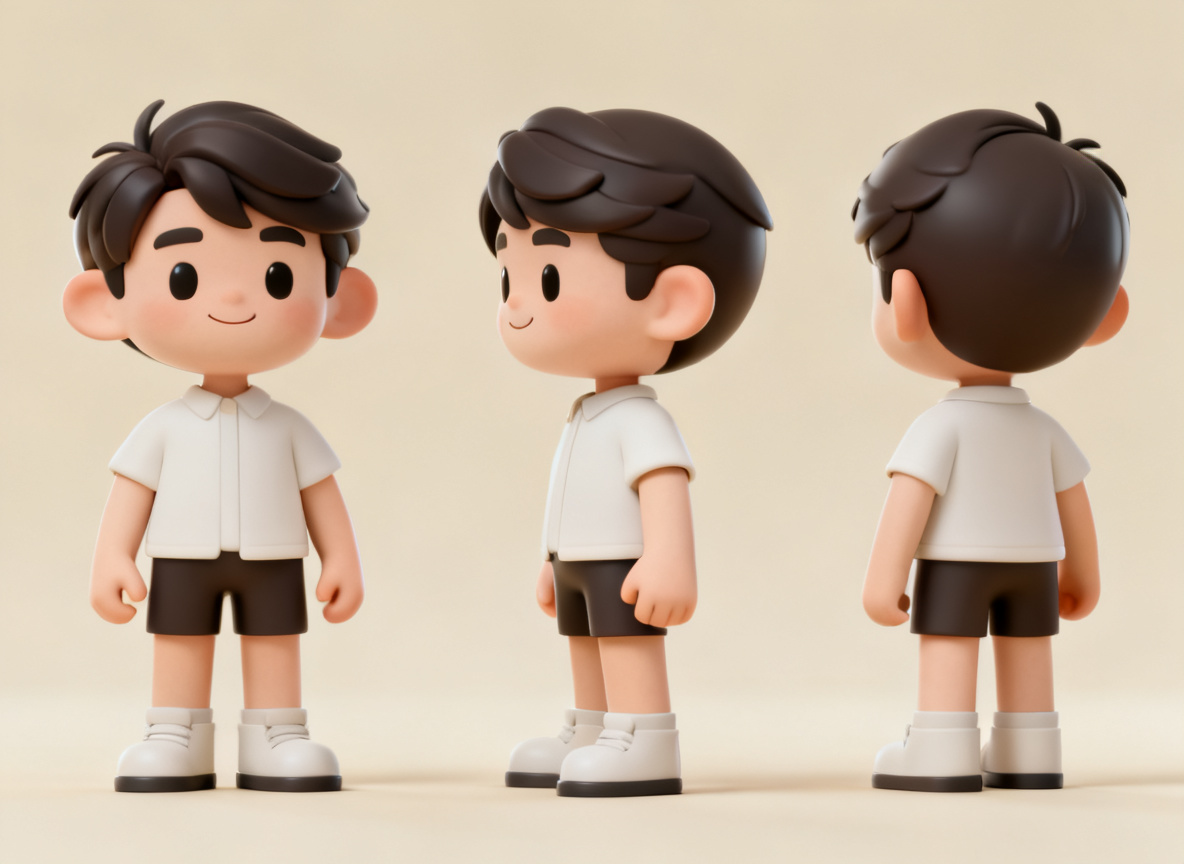 Image-to-3D character reference sheet